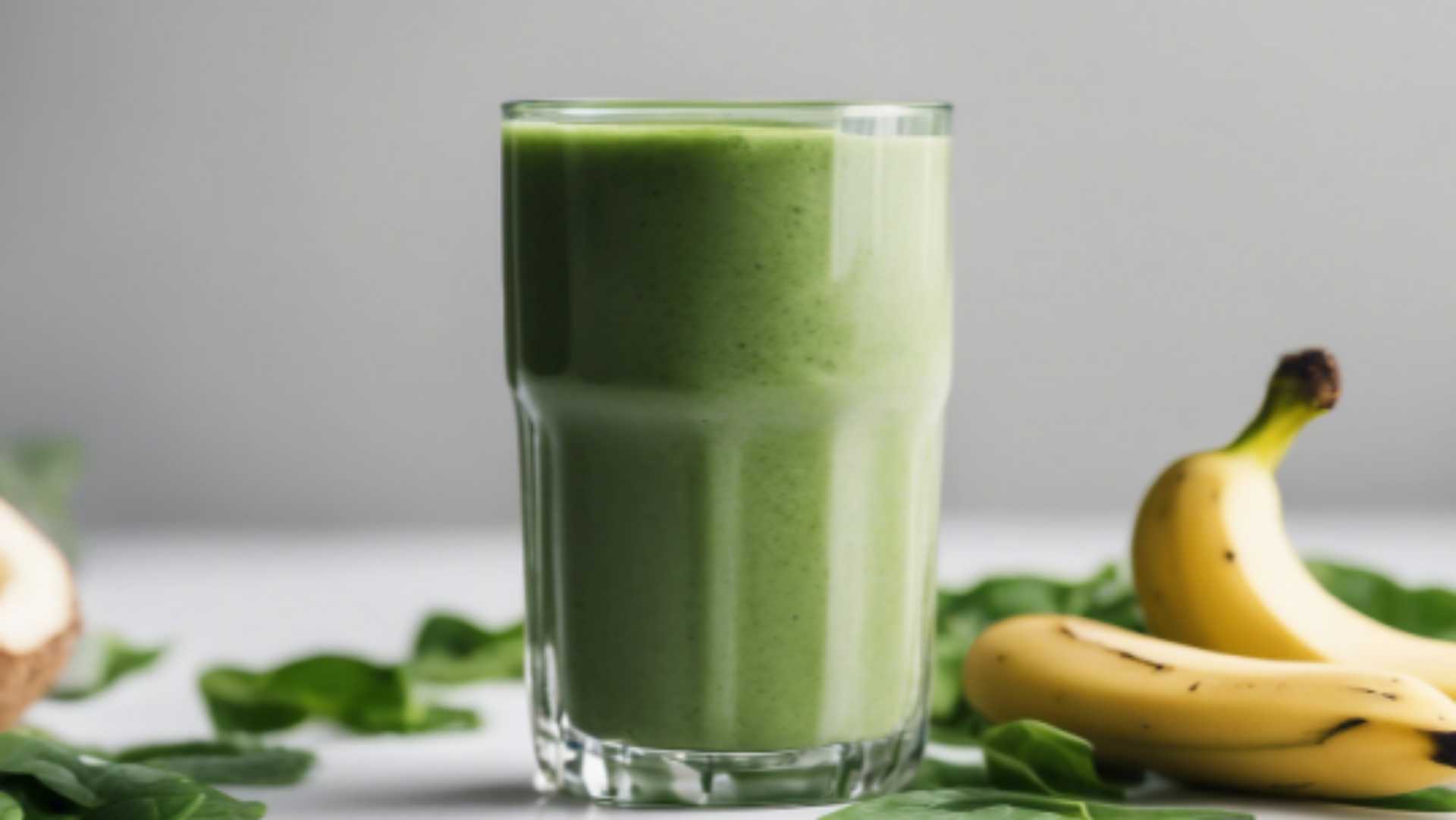Batida de água de coco com frutas e folhas