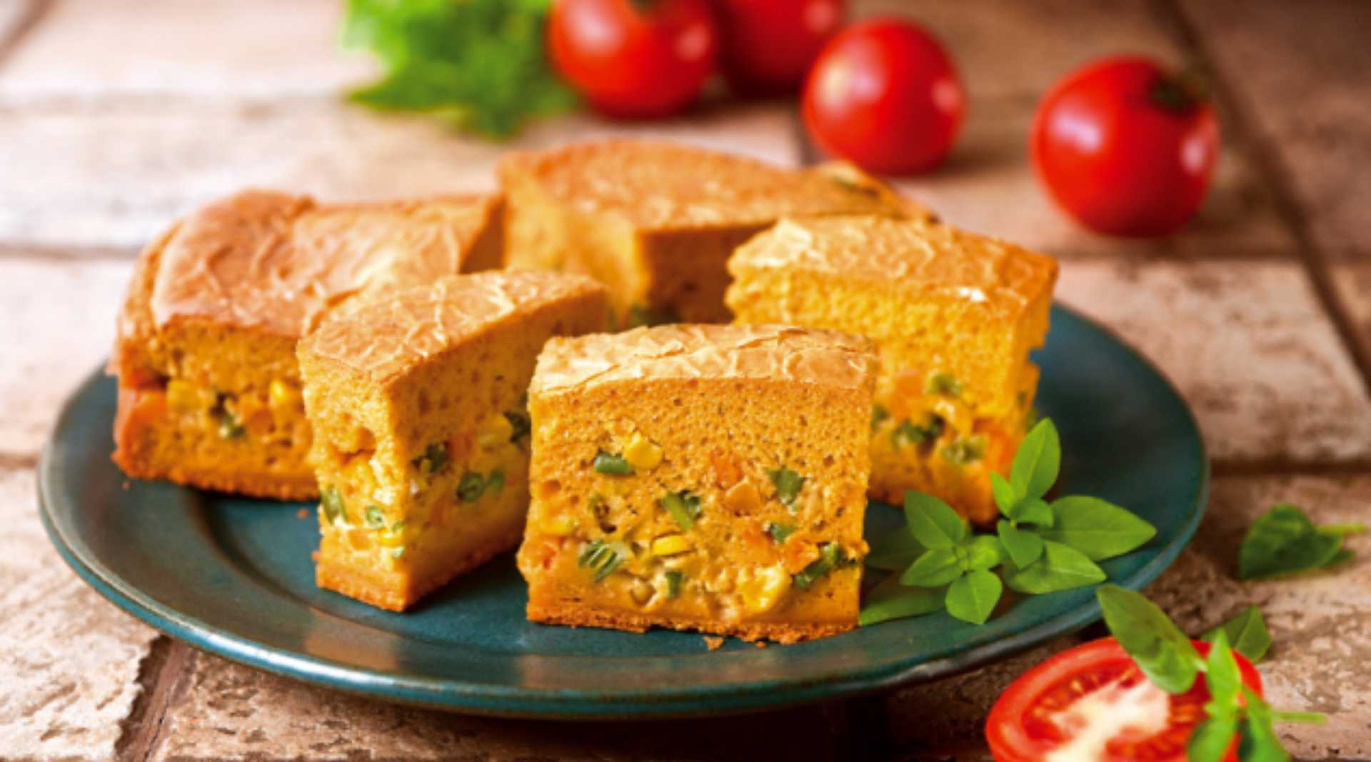 Torta de milho com legumes - sem lactose